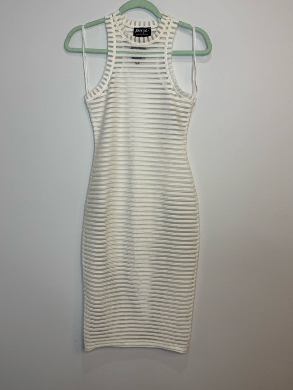 Nasty Gal White Ribbed Midi Tank Dress